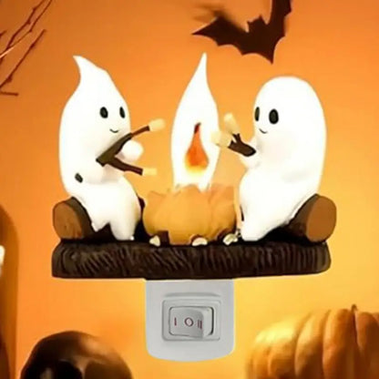 Ghost Campfire Flickering Night Light 2024 Halloween Festival Lantern Fire Night Light Wall Decoration Lovely Lamp