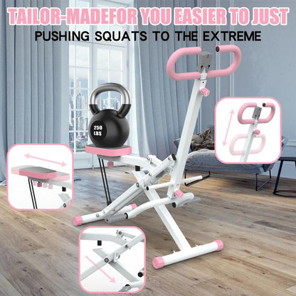 Squat Machine for Home, Adjustable 4 Resistance Bands,Rodeocore Exercise Machine, Ride & Rowingmachine for Botty Glutes Butt Thighs, Foldable 330LBS, Abback/Leg Press Hip Thrust Christmas Gift