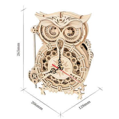 ROKR 3D Wooden Puzzle Owl Clock Model Building Kit Toys for Children Kids Boys LK503