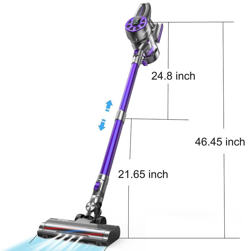 Cordless Vacuum Cleaner, Power Stick Vacuum 450W 36Kpa with Long Runtime Detachable Battery, Vacuum Cleaner with LED Display Lightweight