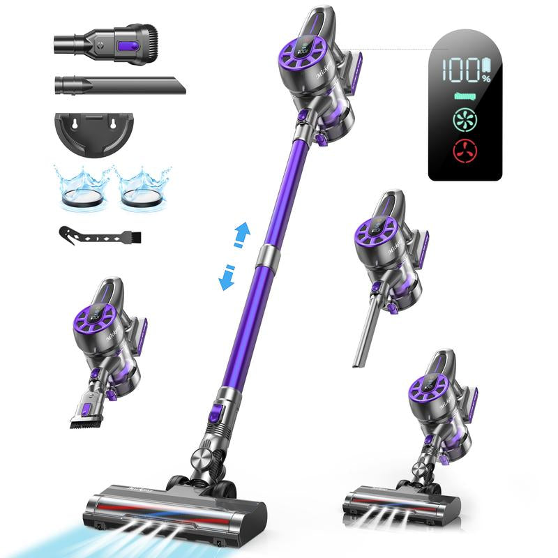 Cordless Vacuum Cleaner, Power Stick Vacuum 450W 36Kpa with Long Runtime Detachable Battery, Vacuum Cleaner with LED Display Lightweight