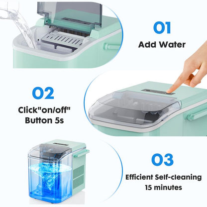 Ice Makers Countertop with Soft Chewable Pellet Ice, 7 Mins Ice Making, 35.5Lbs/24Hrs, Pebble Ice Maker Machine with Self-Cleaning/Ice Basket/Ice Scoop for Home/Officountertop Ice Maker, Portable Ice Machine Self-Cleaning with Ice Scoop, Basket and Handle