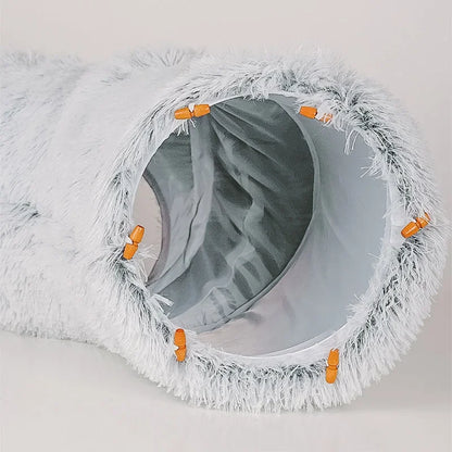 2 in 1 round Cat Beds House Funny Cat Tunnel Toy Soft Long Plush Dog Bed for Small Dogs Basket Kittens Bed Mat Kennel Deep Sleep