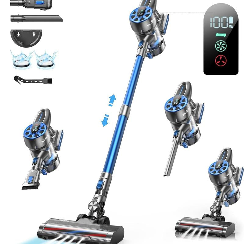 Cordless Vacuum Cleaner, Power Stick Vacuum 450W 36Kpa with Long Runtime Detachable Battery, Vacuum Cleaner with LED Display Lightweight