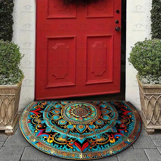 Boho Style Mandala Pattern Bathroom Mat, 1 Count Non-Slip Soft Absorbent Rug, Washable Floor Mat for Home Bathroom Living Room Decor, Bedroom Decor