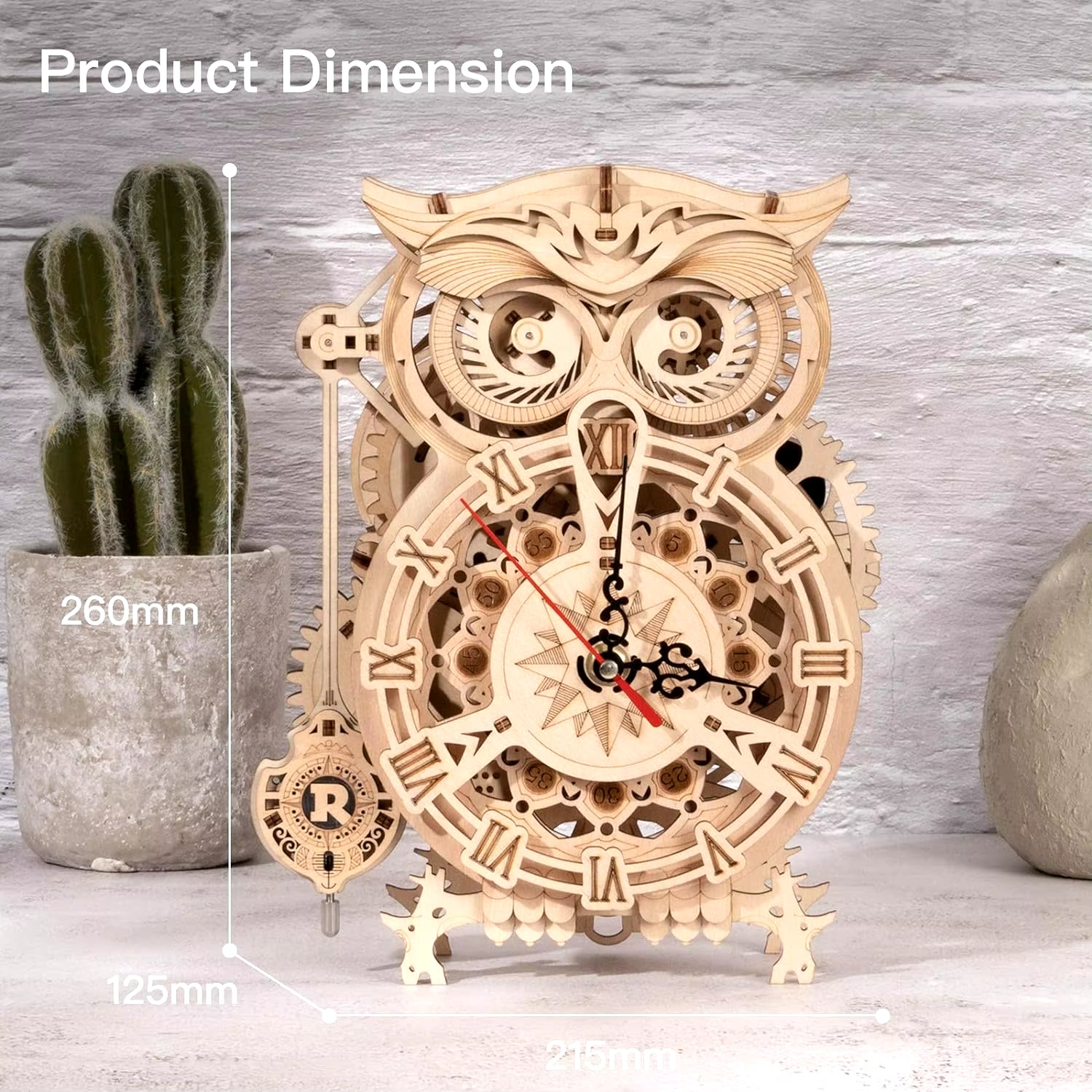 ROKR 3D Wooden Puzzle Owl Clock Model Building Kit Toys for Children Kids Boys LK503