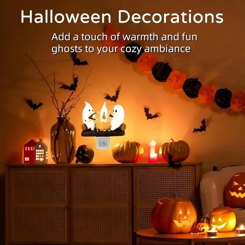 Ghost Campfire Flickering Night Light 2024 Halloween Festival Lantern Fire Night Light Wall Decoration Lovely Lamp